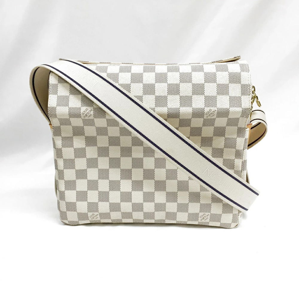 Louis Vuitton Naviglio Messenger Shoulder Bag Crossbody Damier Azur White